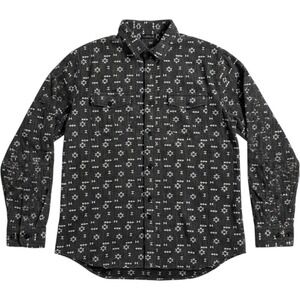 Shouthouse Mens‎ Sz L Faded Black Aztec Geometric Print Cotton Button Down Shirt